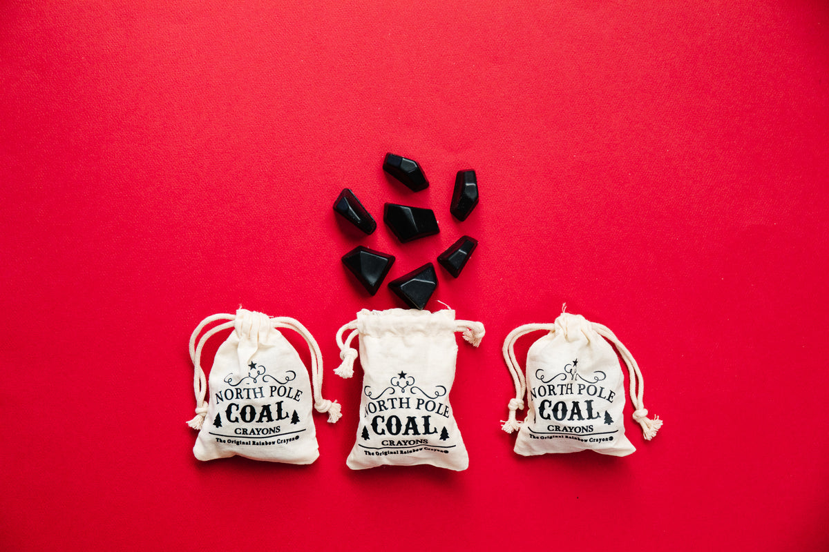 Kids Stocking Stuffer Crayons - Black Coal Crayons by Art 2 the Extreme® The Original Rainbow Crayon® - 7 Mini Coal Crayons in gift bag kids gift