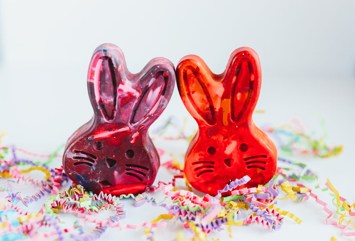 Rainbow Crayon Bunny Bundle Gift Sets - multicolored rainbow crayons, perfect for Easter Basket stuffers and a unique gift idea for Easter crafts for kids or learning activities for kids. Original Rainbow Crayons® by Art 2 the Extreme